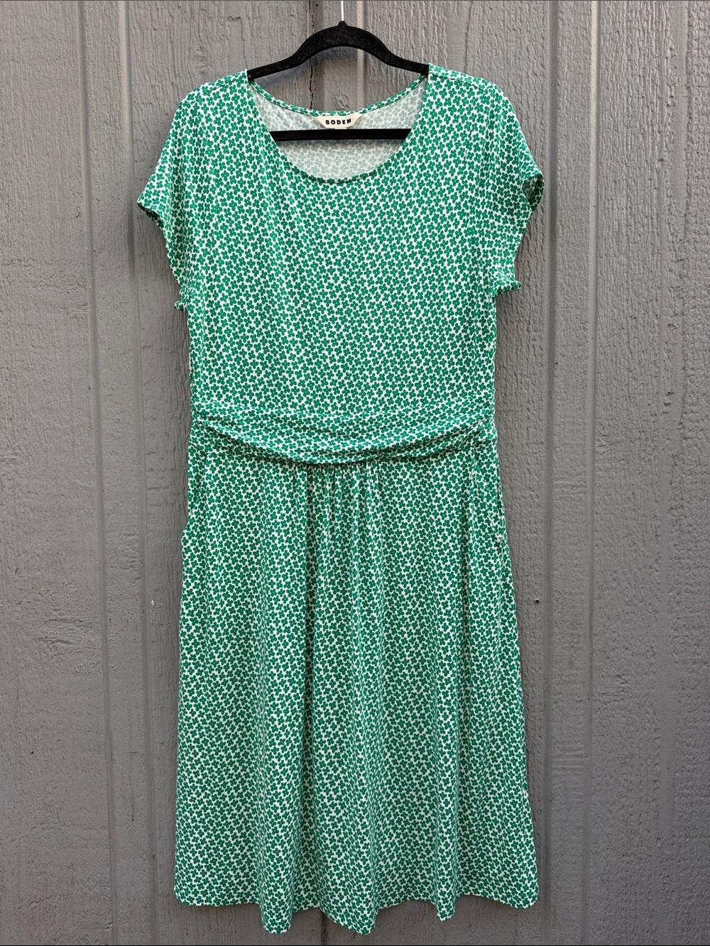 Boden Green Floral Printed Dress Size: 12L